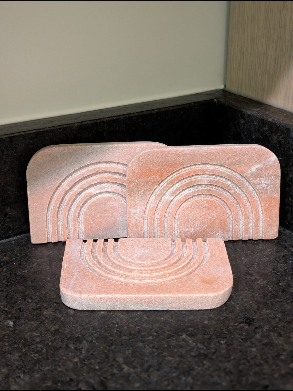 Marble Stone Soap Dish - Set of 3